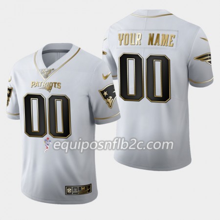 Camiseta Hombre NFL New England Patriots Personalizar Nike Blanco Golden Edition 100th